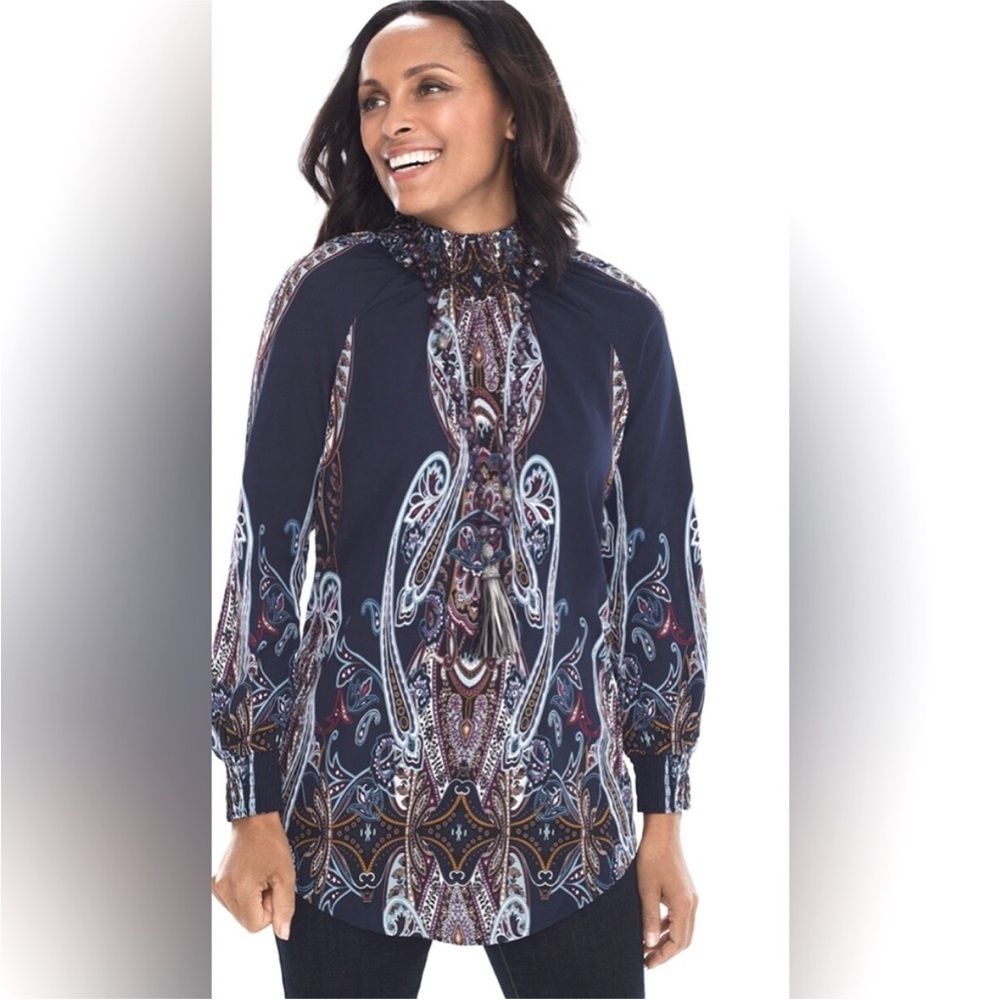 Chico’s Nouveau Paisley Smocked Top Size S/M
